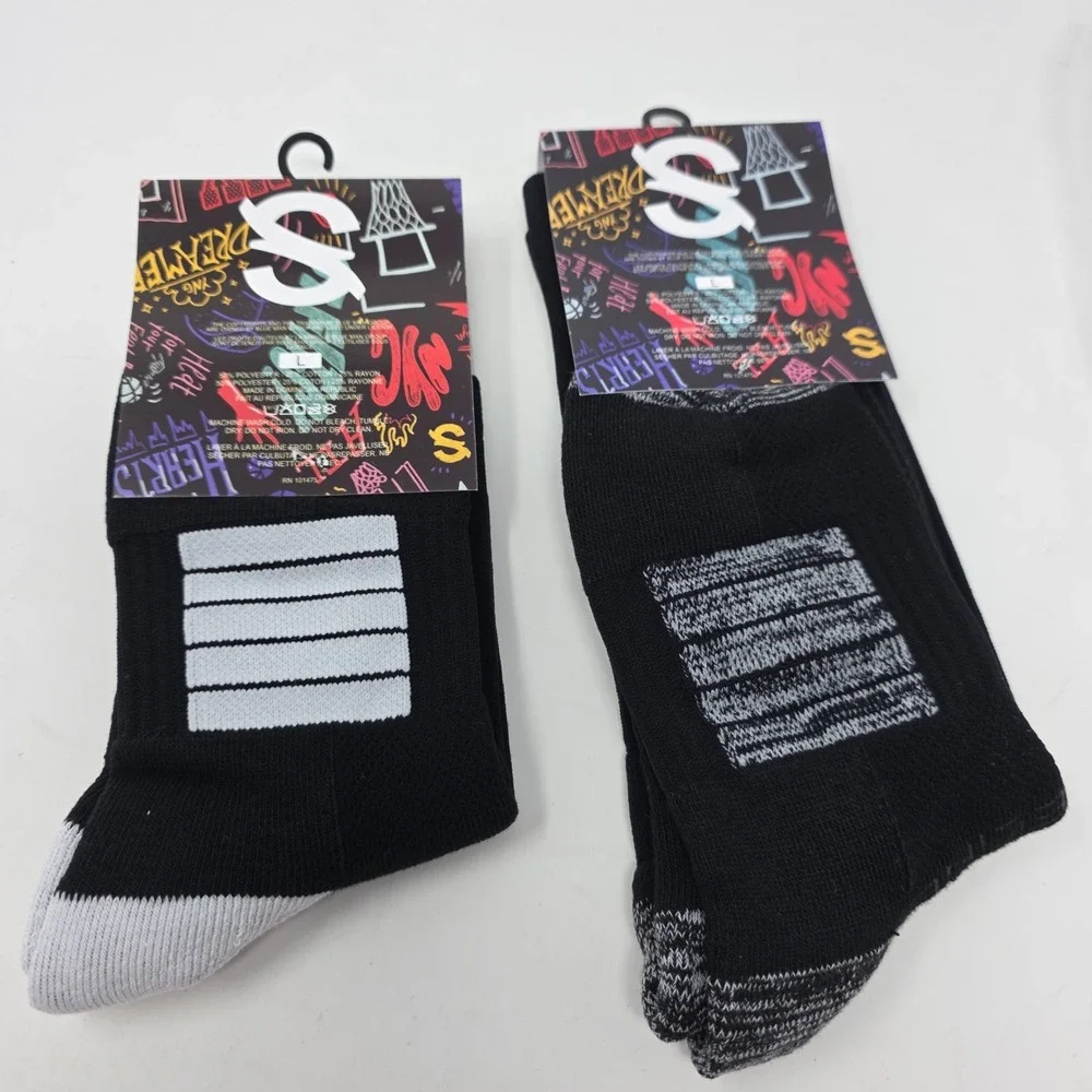 Overtime Elite Jelly Fam Black Socks Lot 2 Crew Mid Strideline Size L NWT
